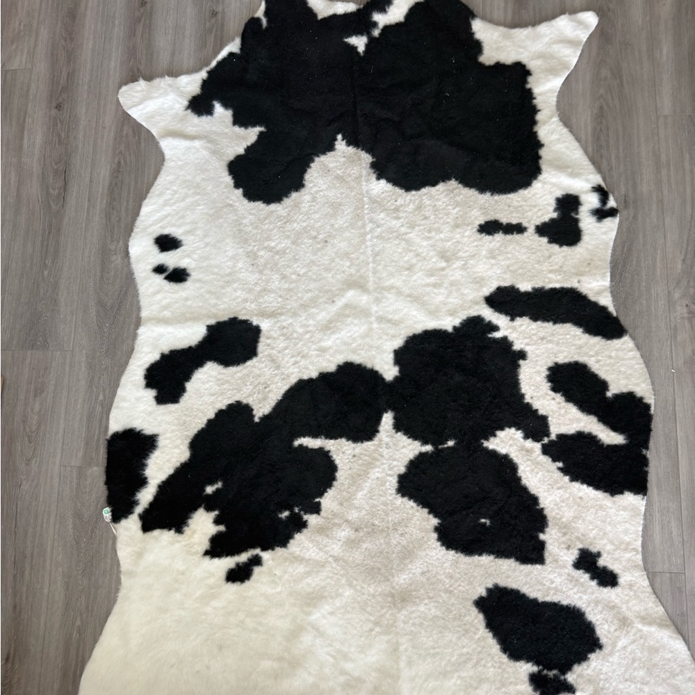 Faux Cowhide Black and White Area Rug